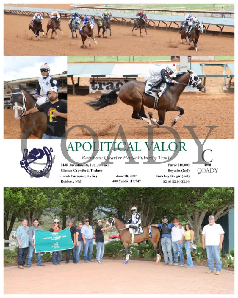 APOLITICAL VALOR - Rainbow Quarter Horse Futurity Trials - 06-28-25 - R09 - RUI - Coady Media - Kurtis Coady Photography