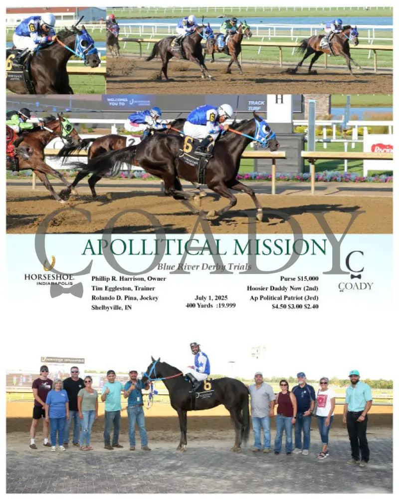 APOLLITICAL MISSION - Blue River Derby Trials - 07-01-25 - R11 - IND Indiana Grand