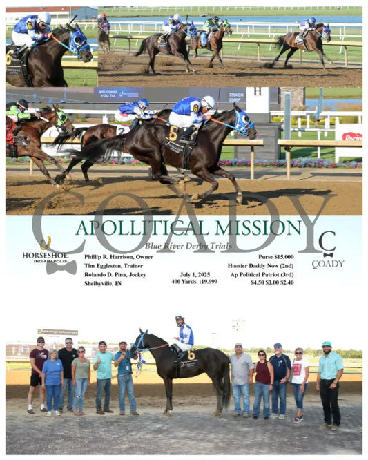 APOLLITICAL MISSION - Blue River Derby Trials - 07-01-25 - R11 - IND Indiana Grand