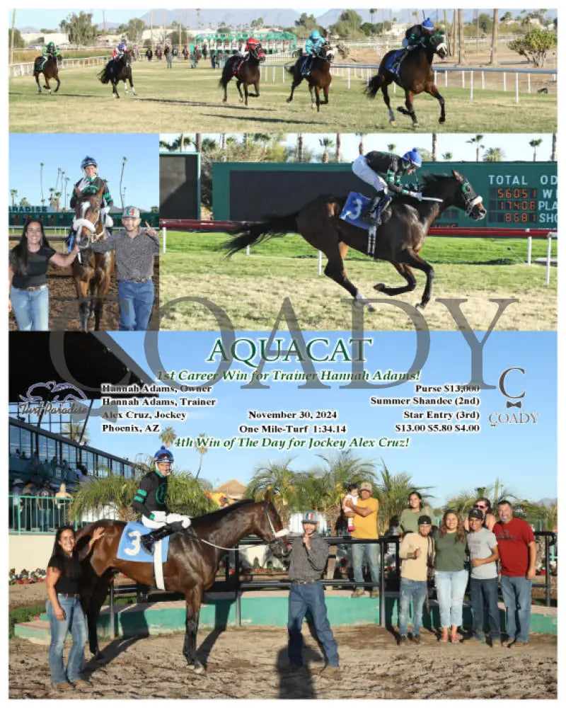 Aquacat - 1St Career Win For Trainer Hannah Adams! 11-30-24 R09 Tup Turf Paradise