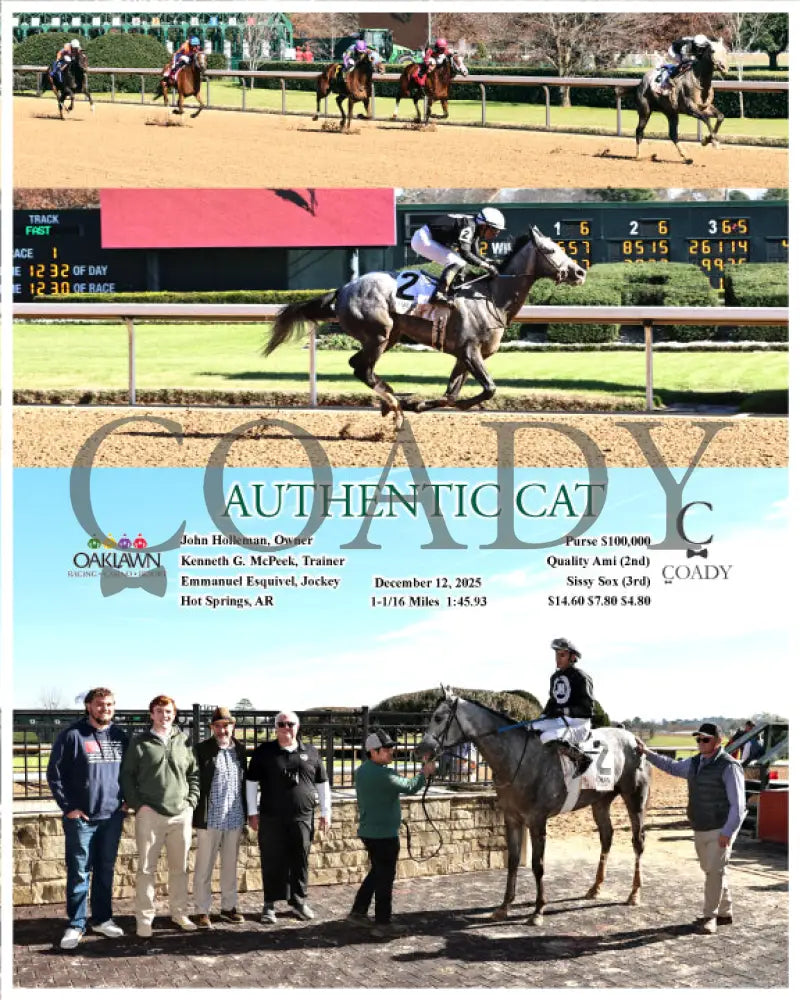 AUTHENTIC CAT - 121225 - Race 01 - OP Oaklawn Park