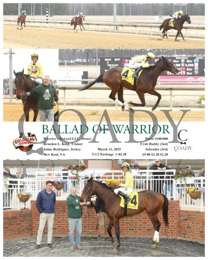 BALLAD OF WARRIOR - 031325 - Race 03 - CNL Colonial Downs