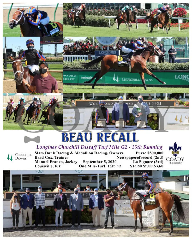 Beau Recall - Longines Churchill Distaff Turf Mile G2 35Th Running 09-05-20 R11 Cd Downs