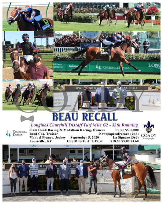 Beau Recall - Longines Churchill Distaff Turf Mile G2 35Th Running 09-05-20 R11 Cd Downs