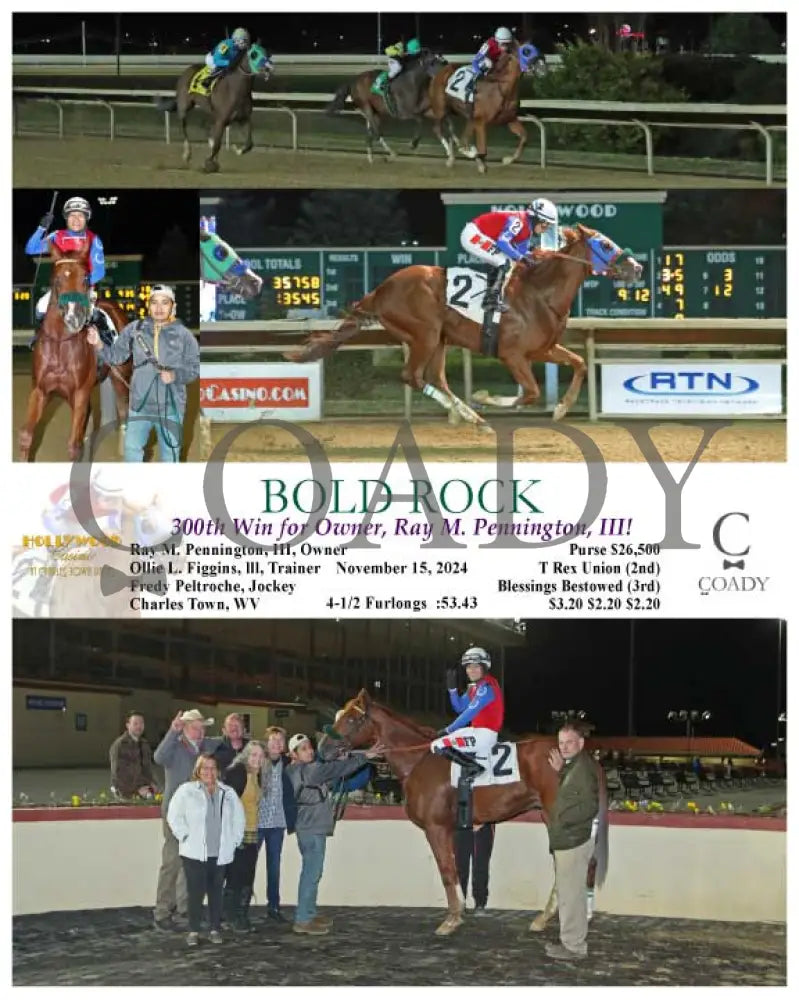 Bold Rock - 300Th Win For Owner Ray M. Pennington Iii! 11-15-24 R05 Ct Hollywood Casino At Charles