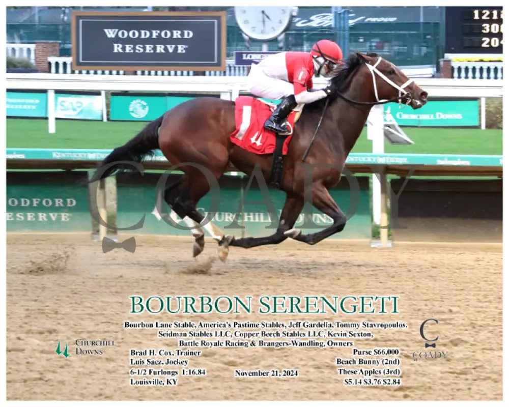 Bourbon Serengeti - 11-21-24 R08 Cd Action Churchill Downs