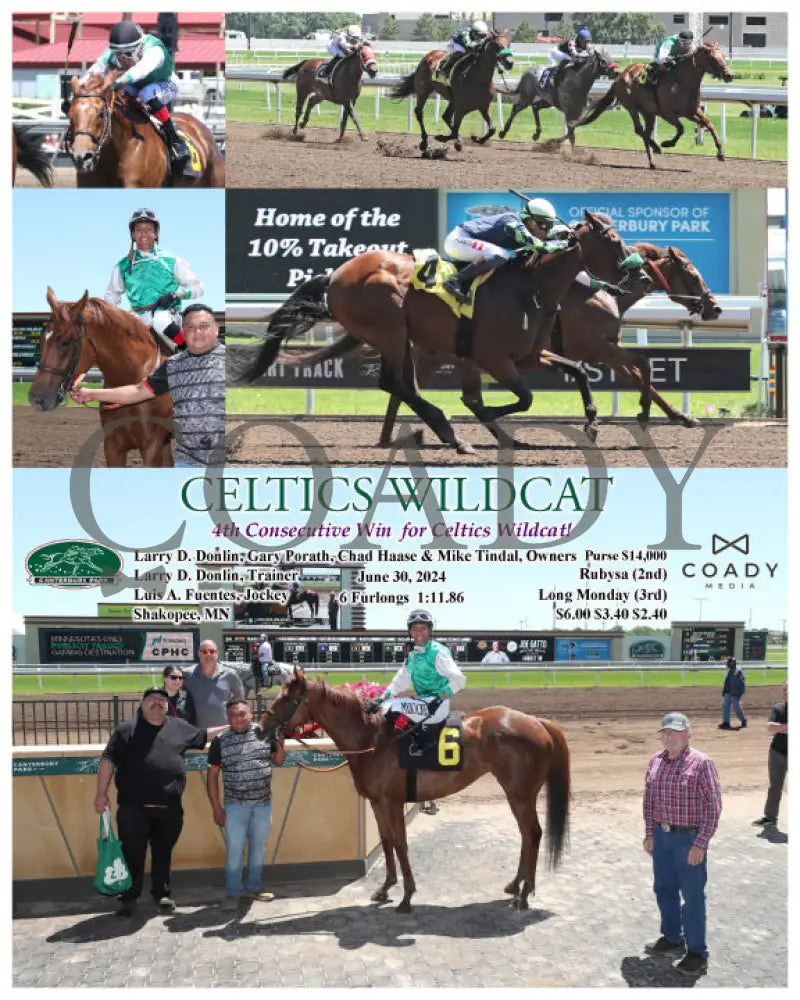 Celtics Wildcat - 4Th Win In A Row For Celtics Wildcat! 06-30-24 R01 Cby Canterbury Park