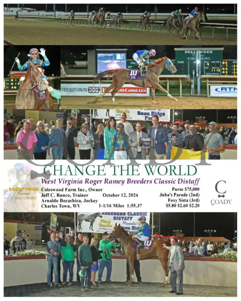 Change The World - West Virginia Roger Ramey Breeders Classic Distaff 10-12-24 R09 Ct Hollywood