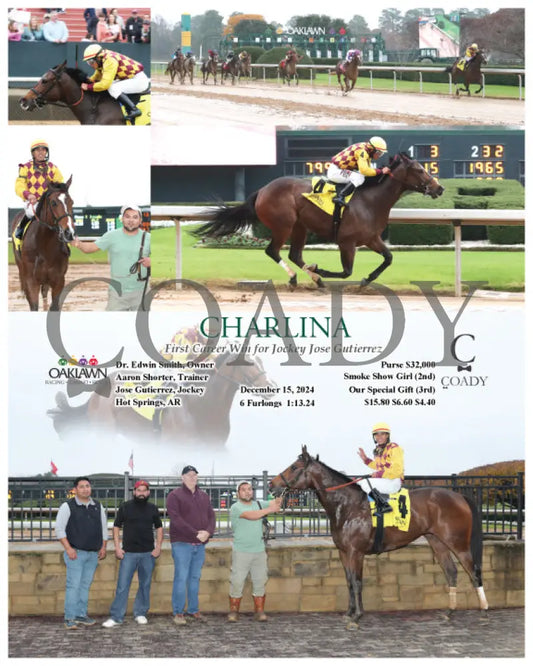 CHARLINA - First Career Win for Jockey Jose Gutierrez - 12-15-24 - R01 - OP - Coady Media - Kurtis Coady Photography