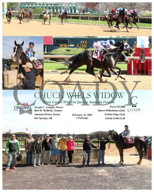CHUCK WILLS WIDOW - First Career Win For Jockey Amanda Poston - 02-16-25 - R01 - OP - Coady Media - Kurtis Coady Photography