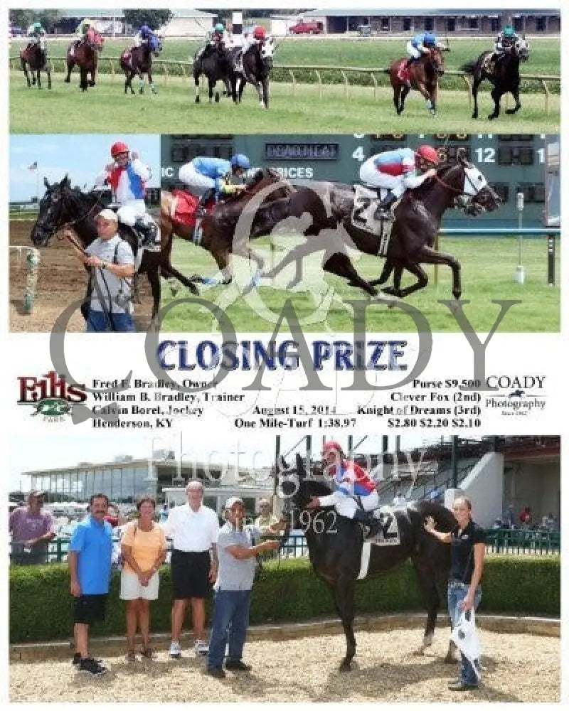 Closing Prize - 081514 Race 01 Elp Ellis Park