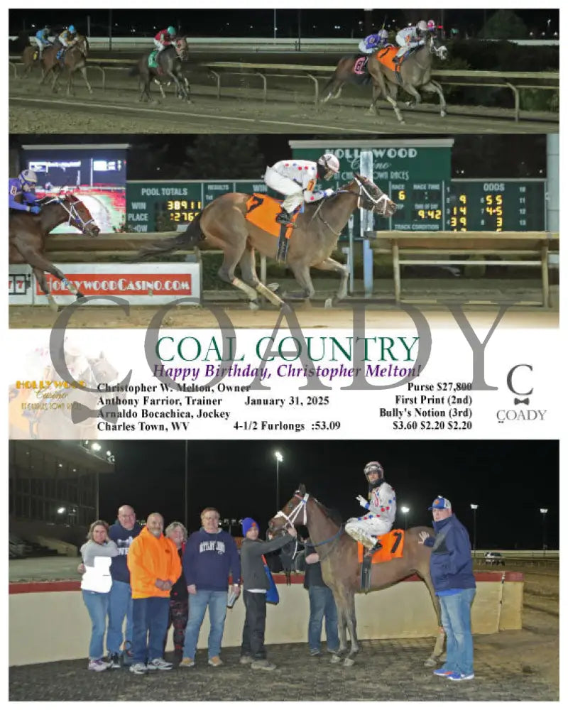 Coal Country - Happy Birthday Christopher Melton! 01-31-25 R06 Ct Hollywood Casino At Charles Town