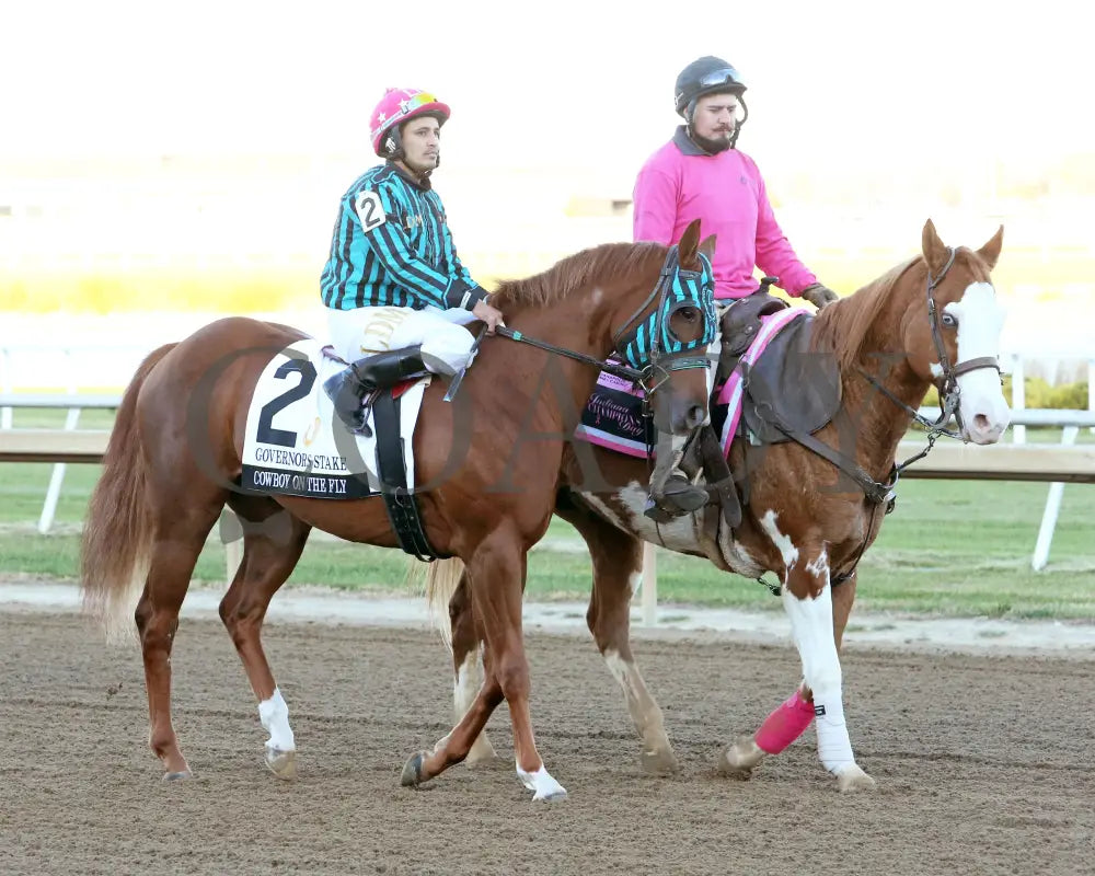 Cowboy On The Fly - Governors Stake Final 10-26-24 R12 Horseshoe Indiana Post Parade 01 Devin Hall