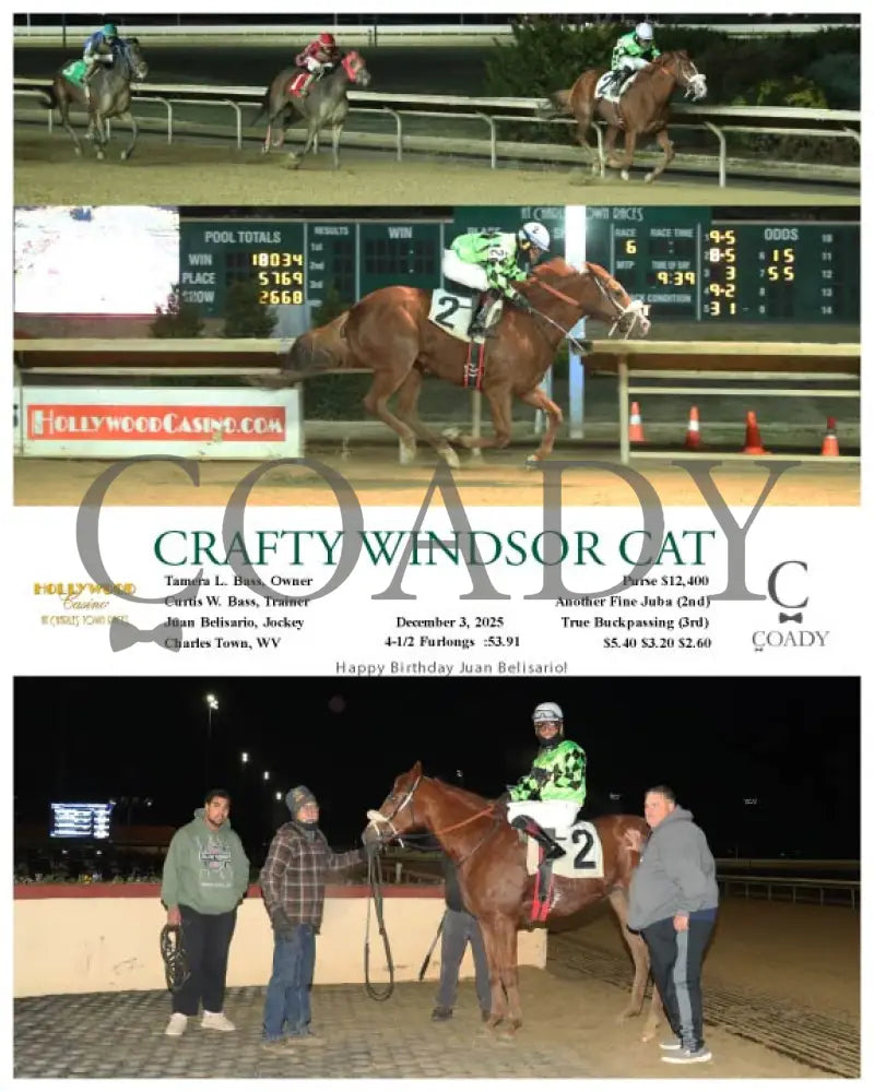 CRAFTY WINDSOR CAT - 12-03-25 - R06 - CT Hollywood Casino at Charles Town Races