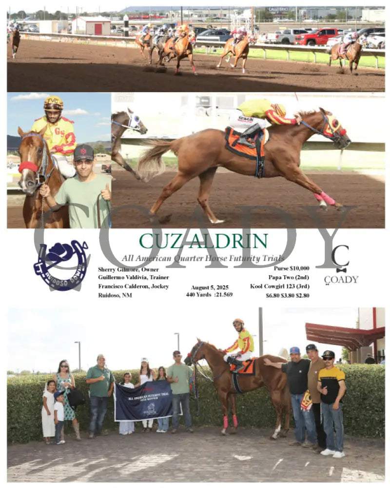 CUZ ALDRIN - 080525 - Race 16 - RUI All American Quarter Horse Futurity Trials Sherry Gilmore Owner Guillermo Valdivia