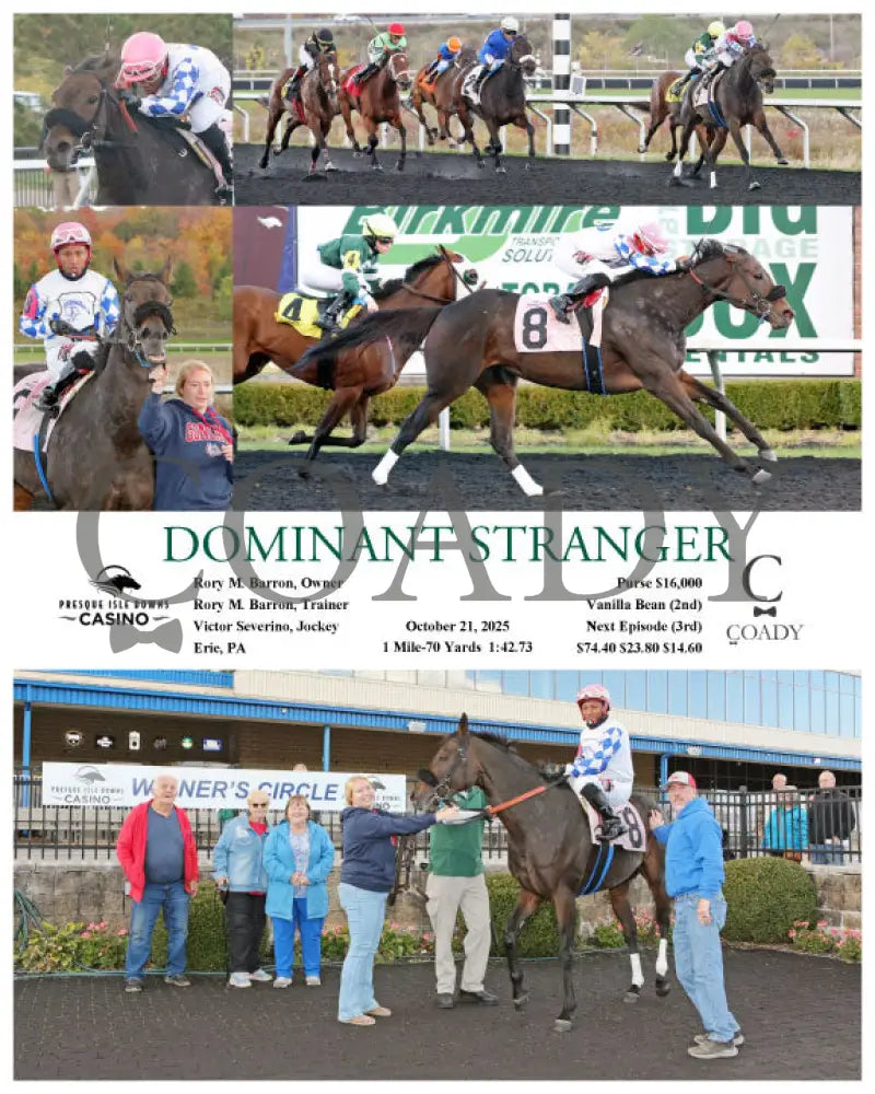 DOMINANT STRANGER - 10-21-25 - R03 - PID (Copy) Presque Isle Downs