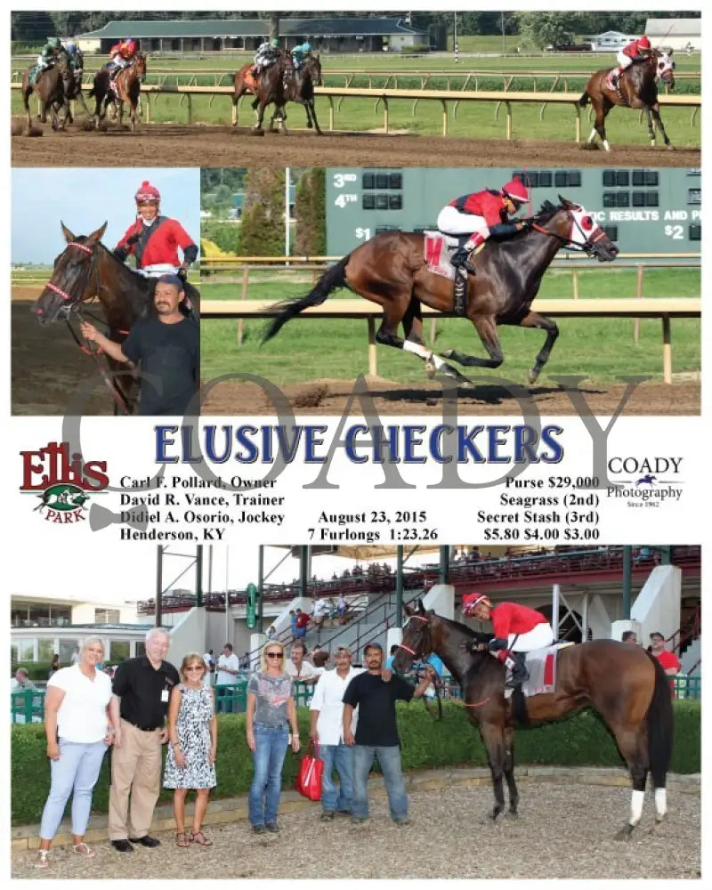 Elusive Checkers - 082315 Race 09 Elp Ellis Park