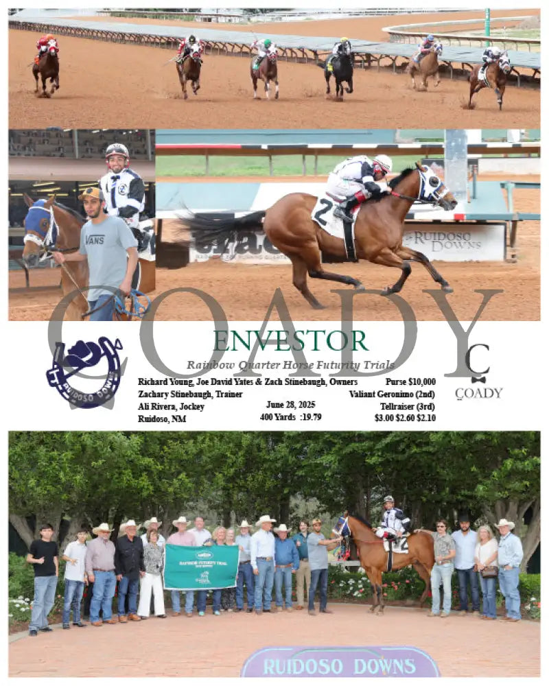 ENVESTOR - Rainbow Quarter Horse Futurity Trials - 06-28-25 - R10 - RUI Ruidoso Downs
