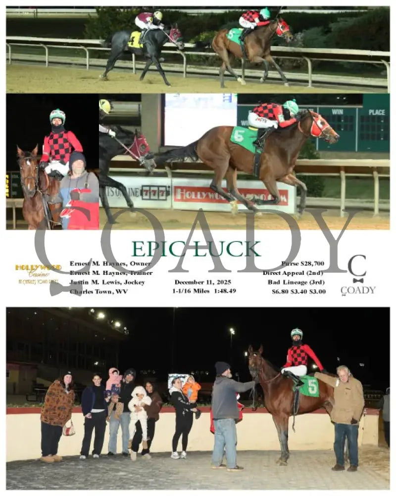EPIC LUCK - 12-11-25 - R04 - CT Hollywood Casino at Charles Town Races