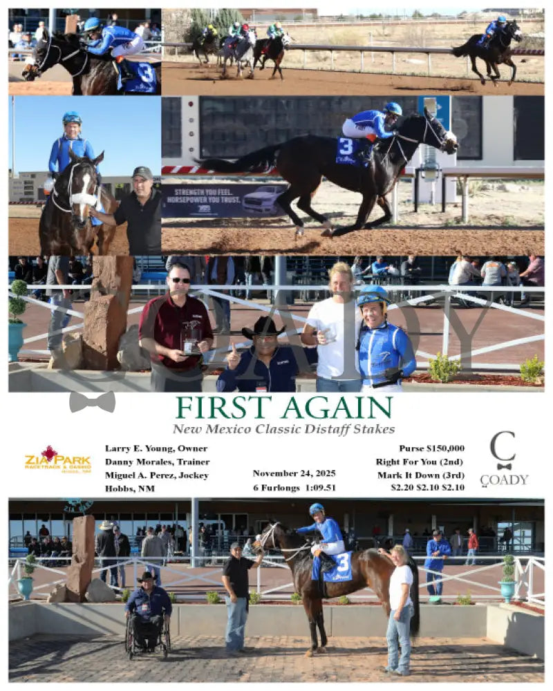 FIRST AGAIN - New Mexico Classic Distaff Stakes - 11-24-25 - R06 - ZIA - Coady Media - Kurtis Coady Photography