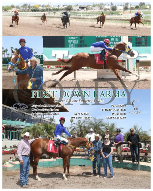 FIRST DOWN KARMA - Desert Classic Futurity Trials - 04-08-25 - R01 - TUP Turf Paradise