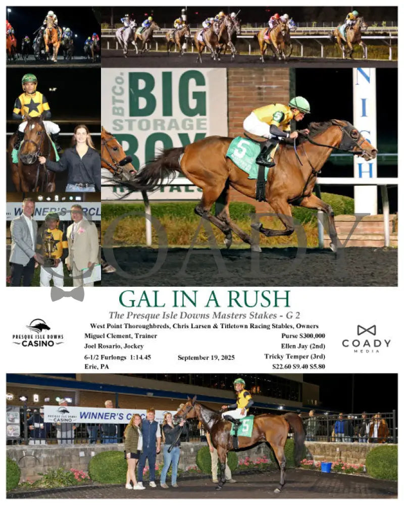 GAL IN A RUSH - The Presque Isle Downs Masters Stakes - G 2 - 09-19-25 - R09 - PID - Coady Media - Kurtis Coady Photography