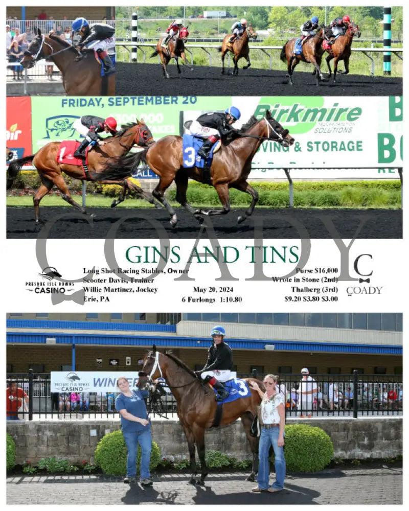 Gins And Tins - 05-20-24 R03 Pid Presque Isle Downs