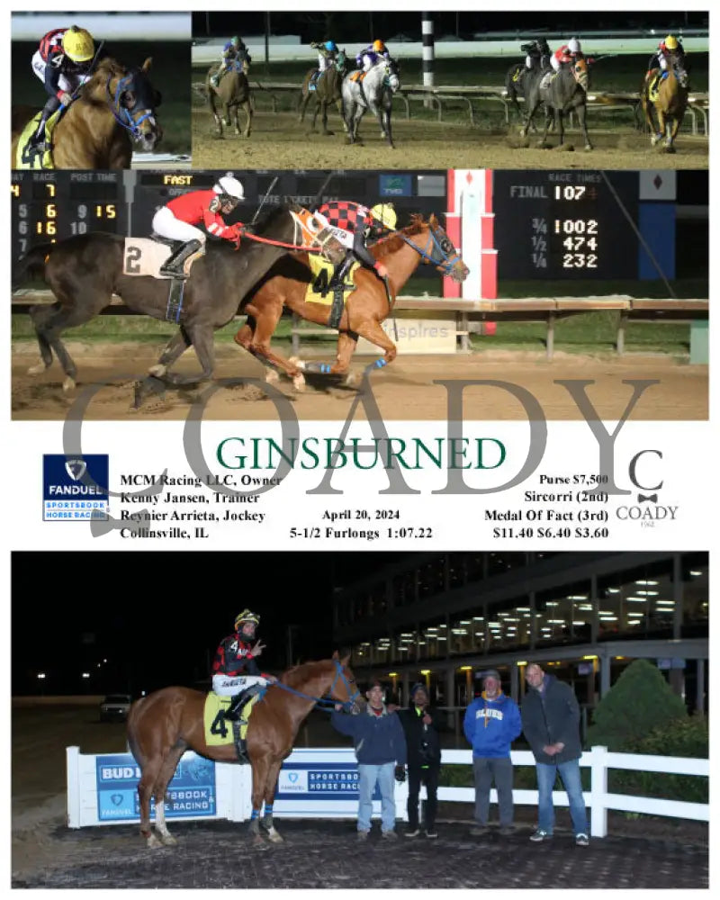 Ginsburned - 04-20-24 R07 Fan Fanduel Sportsbook Horse Racing