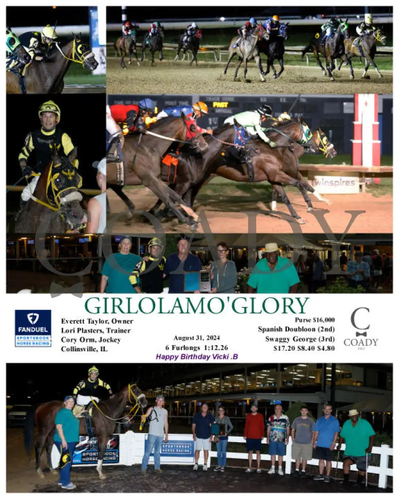 Girlolamo’glory - 08-31-24 R07 Fan Fanduel Sportsbook Horse Racing
