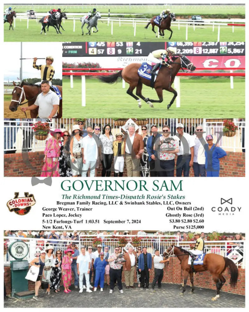 GOVERNOR SAM - The Richmond Times-Dispatch Rosie's Stakes - 09-07-24 - R06 - CNL - Coady Media - Kurtis Coady Photography