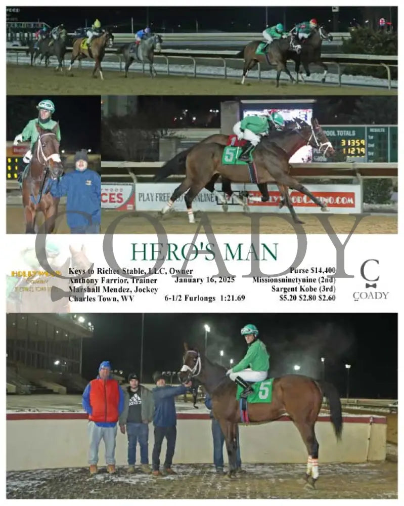 Hero’s Man - 01-16-25 R06 Ct Hollywood Casino At Charles Town Races