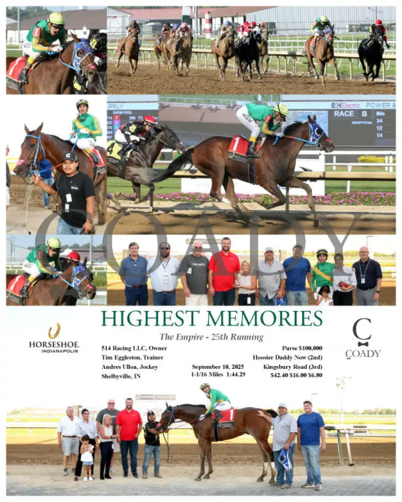 HIGHEST MEMORIES - The Empire - 25th Running - 09-10-25 - R08 - IND Indiana Grand