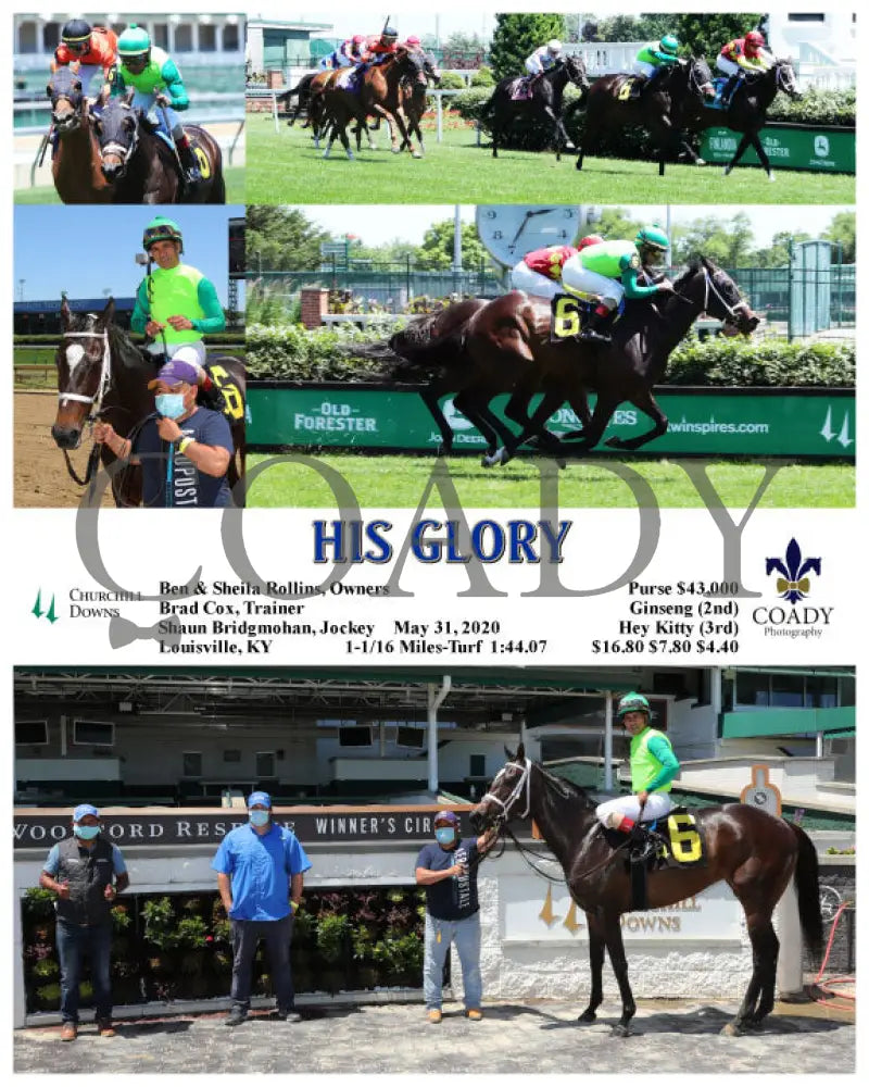 His Glory - 05-31-20 R04 Cd Churchill Downs