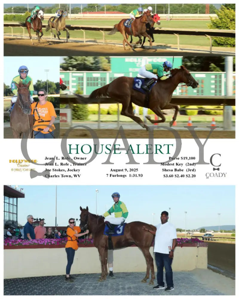 HOUSE ALERT - 08-09-25 - R01 - CT Hollywood Casino at Charles Town Races