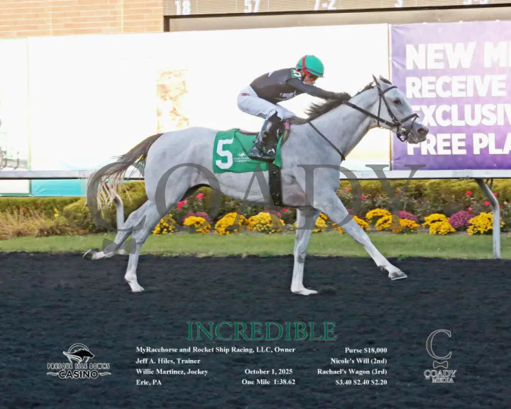 INCREDIBLE - 10-01-25 - R06 - PID - Finish 02 Presque Isle Downs