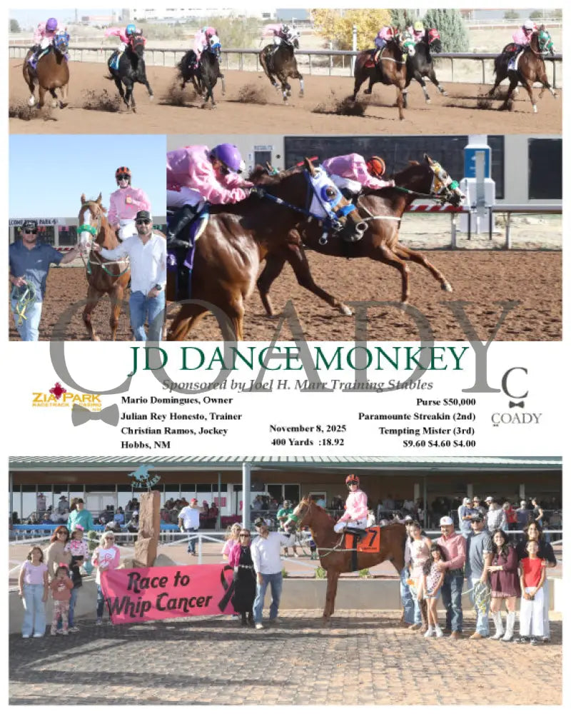 JD DANCE MONKEY - Sponsored by Joel H. Marr Training Stables - 11-08-25 - R07 - ZIA Zia Park