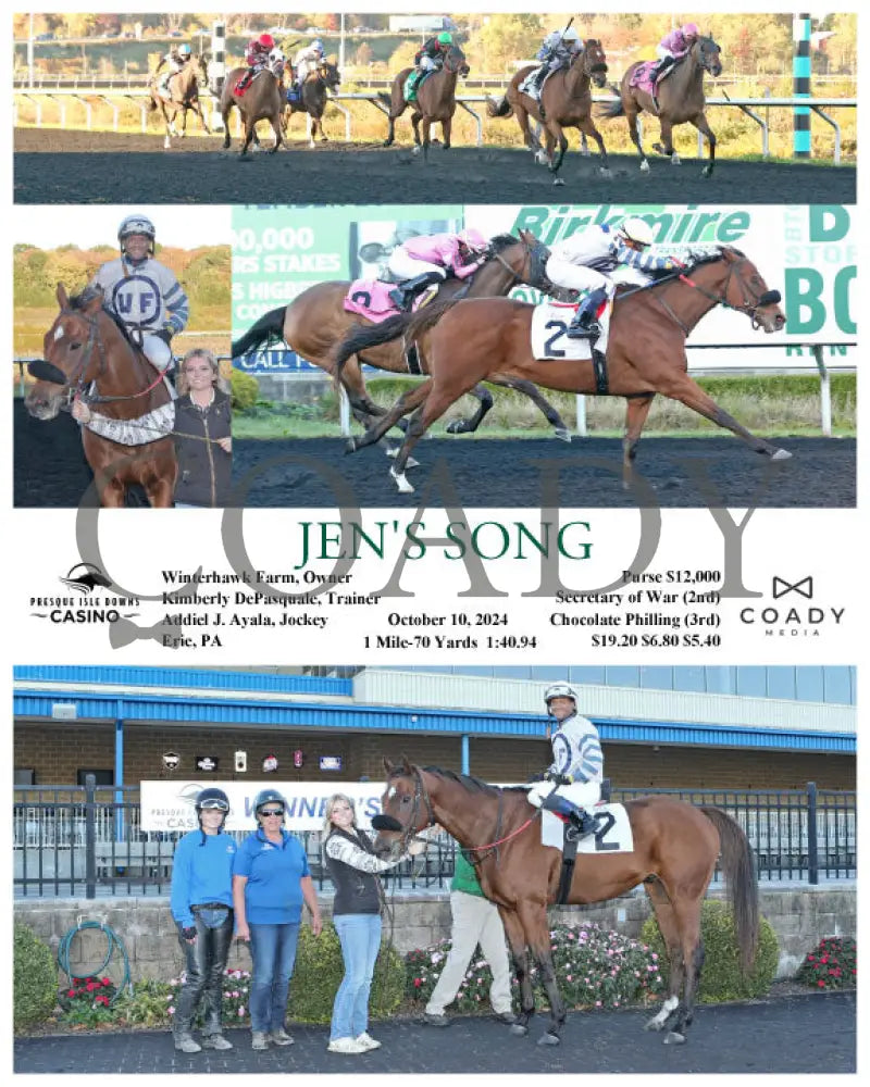 Jen’s Song - 10-10-24 R07 Pid Presque Isle Downs