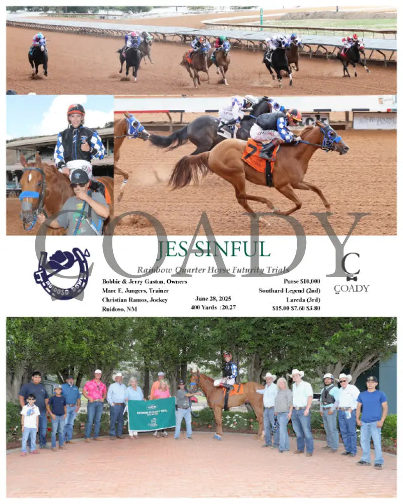 JES SINFUL - Rainbow Quarter Horse Futurity Trials - 06-28-25 - R04 - RUI Ruidoso Downs