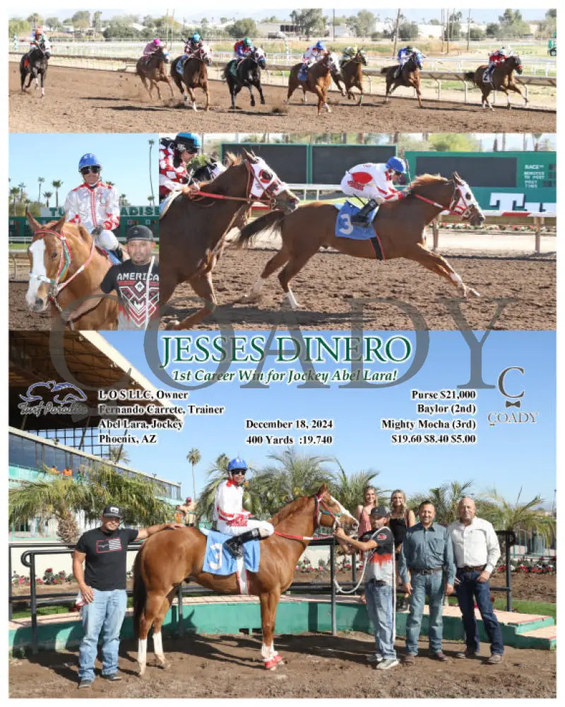 Jesses Dinero - 1St Career Win For Jockey Abel Lara! 12-18-24 R01 Tup Turf Paradise