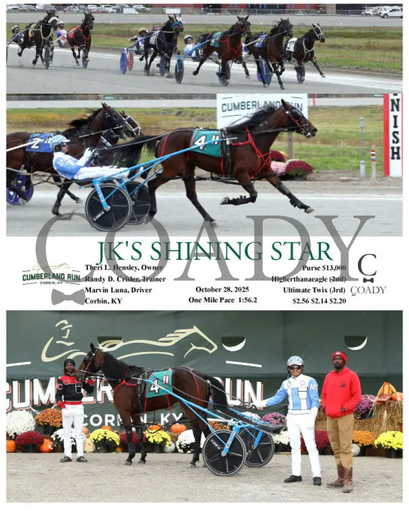 JK’S SHINING STAR - 102825 - Race 11 - CMR Presque Isle Downs