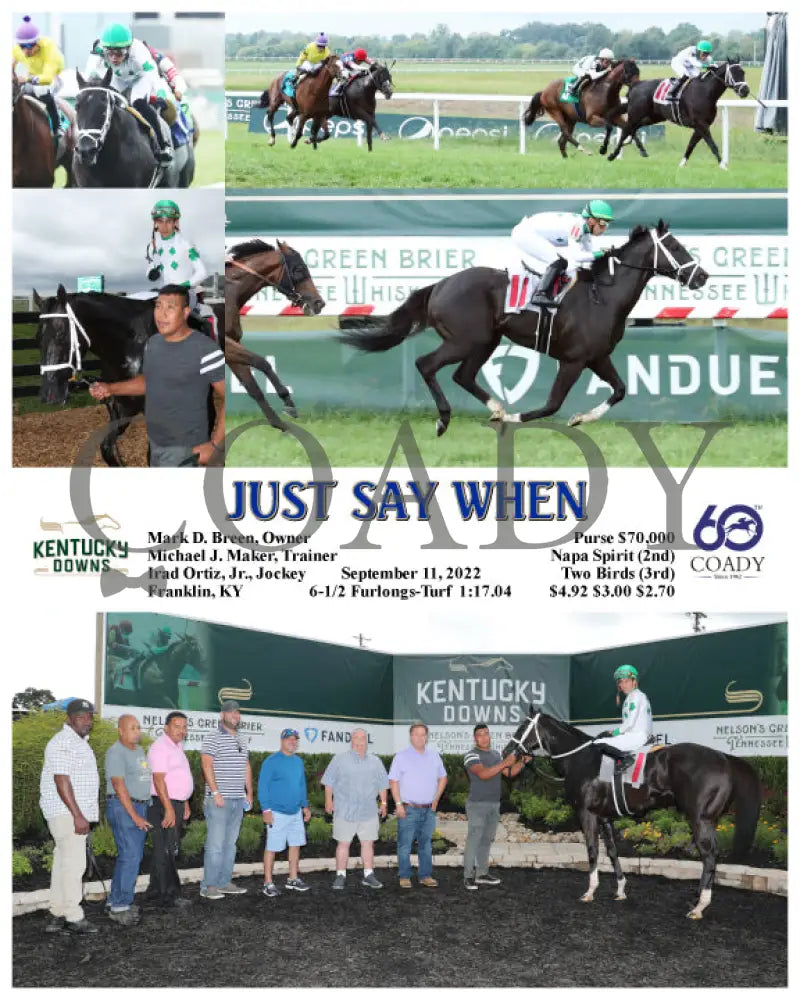 Just Say When - 09-11-22 R01 Kd Kentucky Downs