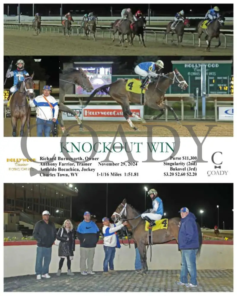 Knockout Win - 11-29-24 R01 Ct Hollywood Casino At Charles Town Races