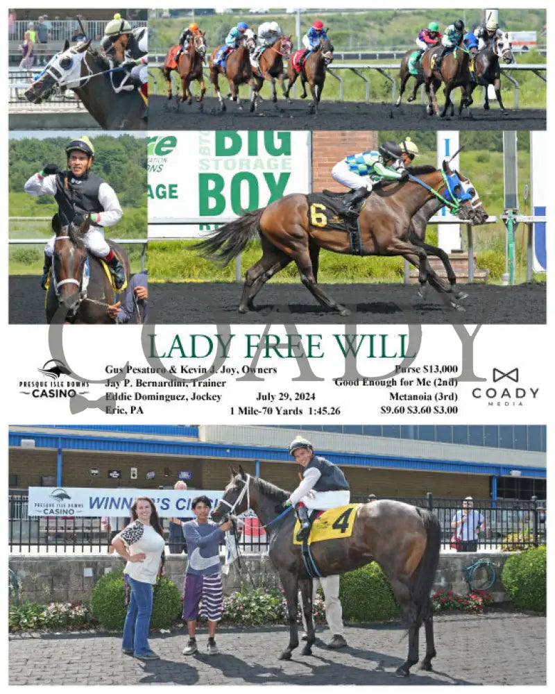 Lady Free Will - 07-29-24 R02 Pid Presque Isle Downs