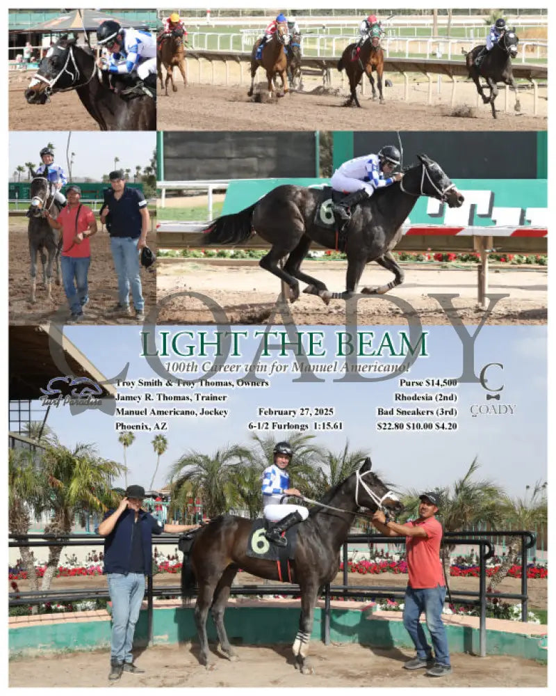 LIGHT THE BEAM - 100th career win for Manuel Americano - 02-27-25 - R05 - TUP Turf Paradise