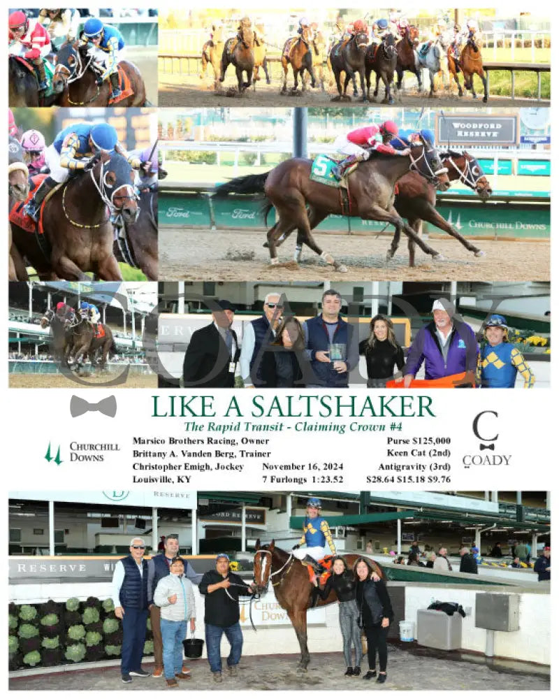 Like A Saltshaker - The Rapid Transit Claiming Crown #4 11-16-24 R09 Cd Churchill Downs