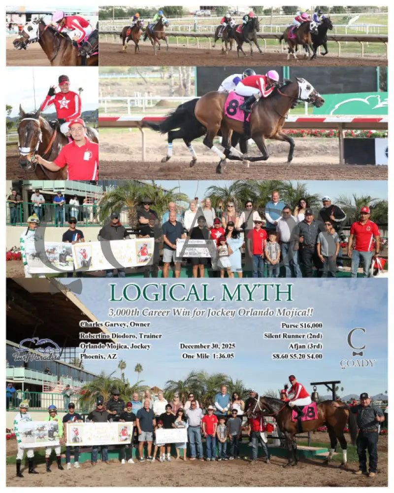 LOGICAL MYTH -  3,000th Career Win for Jockey Orlando Mojica!! - 12-30-25 - R04 - TUP - Coady Media - Kurtis Coady Photography