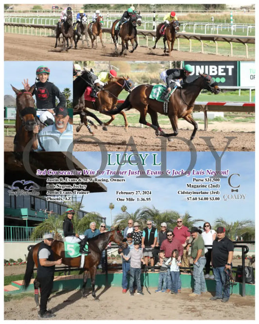 Lucy L - 3Rd Consecutive Win For Trainer Justin Evans & Jockey Luis Negron! 02-27-24 R07 Tup Turf