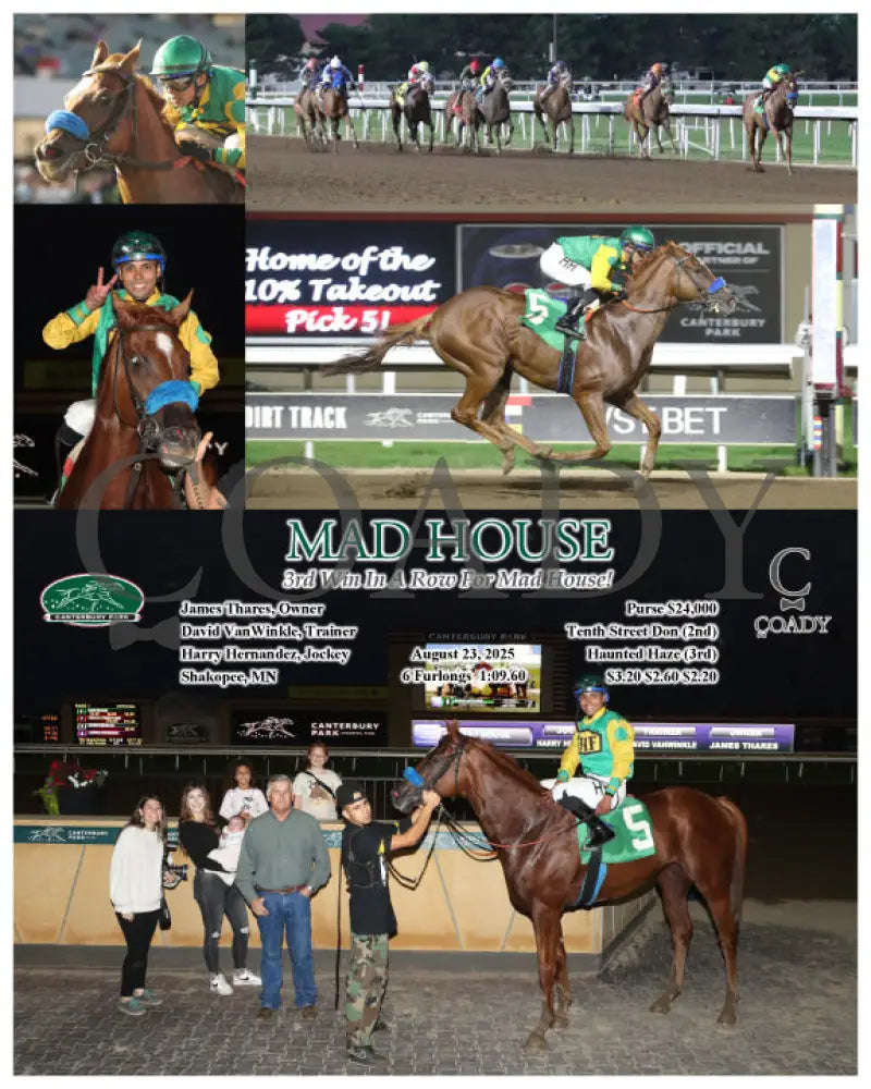 MAD HOUSE 3rd Win In A Row For Mad House! 08 23 25 R07 CBY Canterbury Park