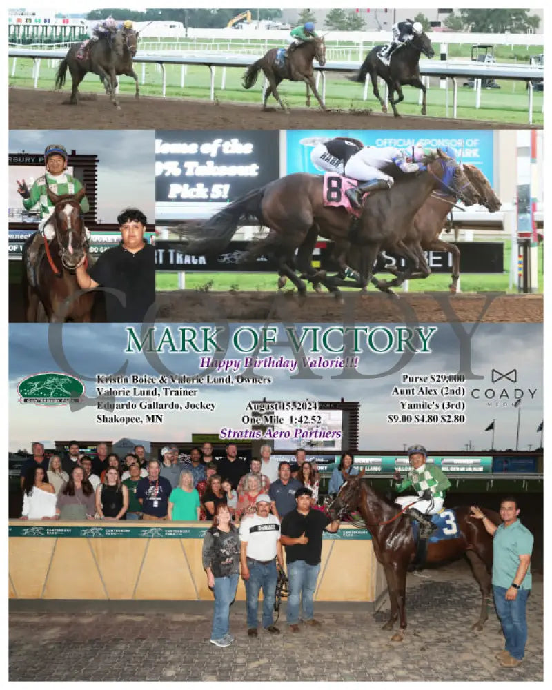 Mark Of Victory - Happy Birthday Valorie!!! 08-15-24 R05 Cby Canterbury Park