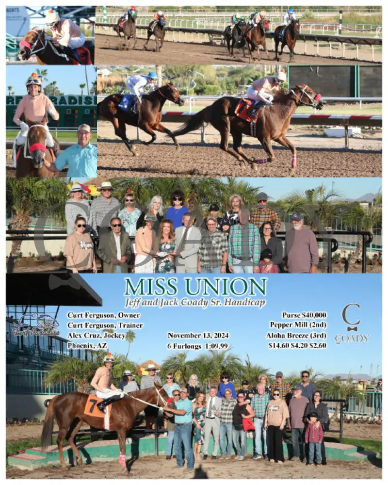 Miss Union - Jeff And Jack Coady Sr. Handicap 11-13-24 R08 Tup Turf Paradise